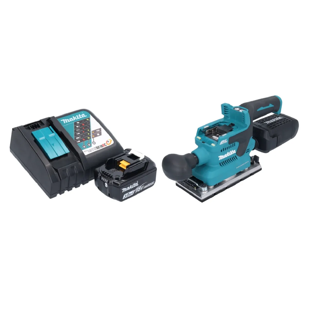 Makita DBO 382 RF1 Ponceuse vibrante sans fil 18 V 93 x 185 mm Brushless + 1x batterie 3 0 Ah + chargeur - vue 2