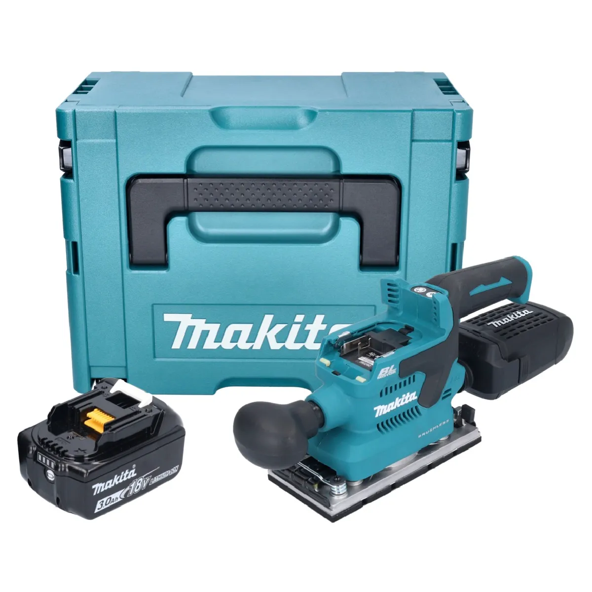 Makita DBO 382 F1J Ponceuse vibrante sans fil 18 V 93 x 185 mm Brushless + 1x batterie 3 0 Ah + Makpac sans chargeur - vue 2