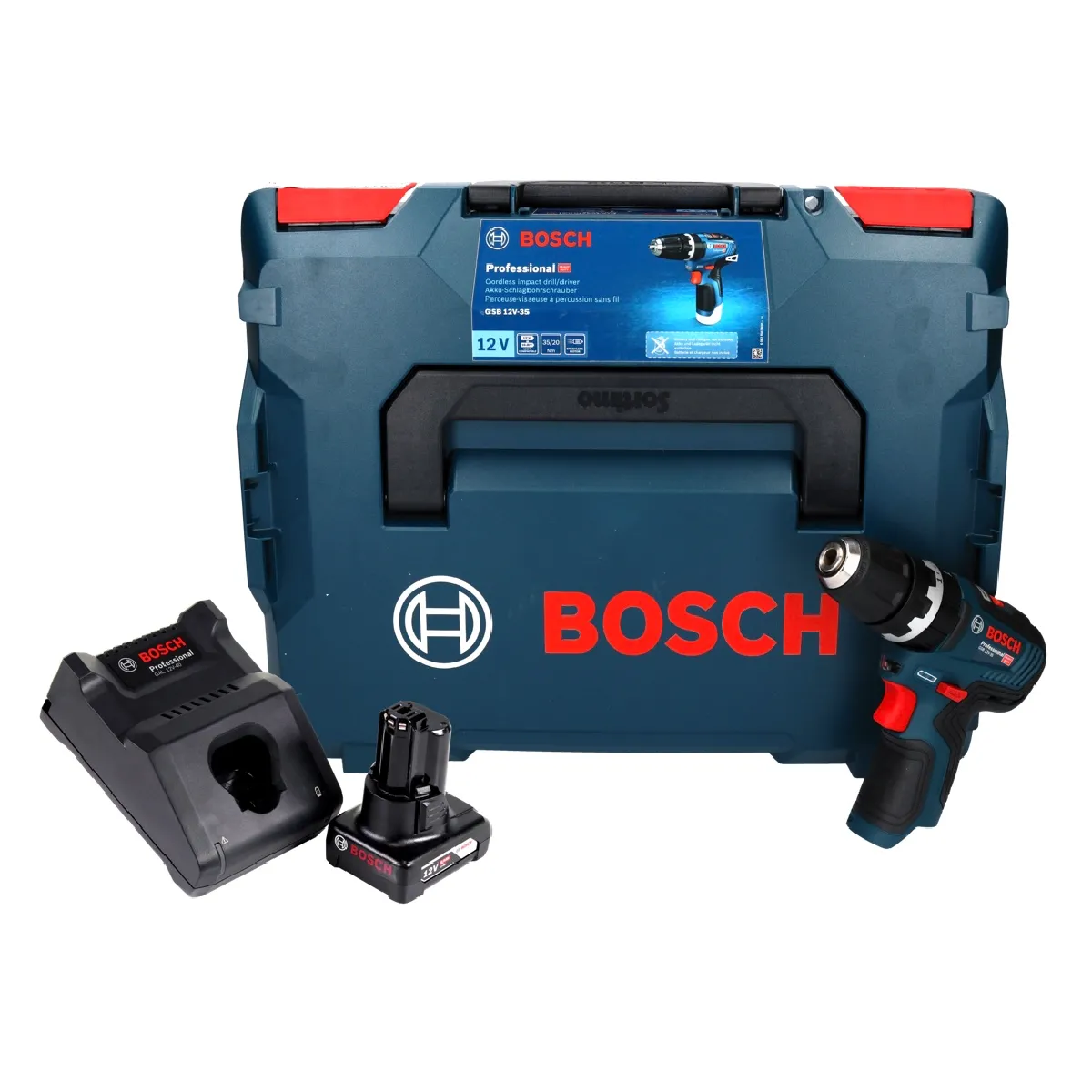 Bosch GSB 12V 35 Professional Perceuse visseuse à percussion sans fil 35 Nm Brushless 12V + 1x Batterie 6 0 Ah + Chargeur +Coffret Boxx - vue 1