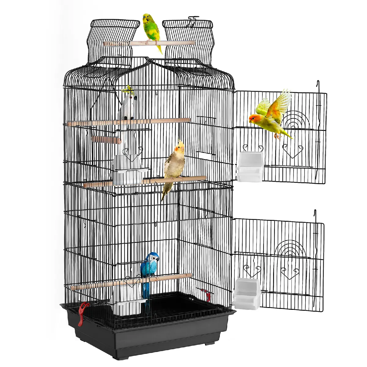 Meilleurs prix pour Cage Oiseau 45,7 x 35,5 x 92,5 cm, Grande Cage Oiseaux en Metal Suspendue Portable avec Dessus Ouvert, Balancoire, Perchoir, pour Oiseaux Perruches, Pinsons, Canaris, Inseparables, Calopsittes