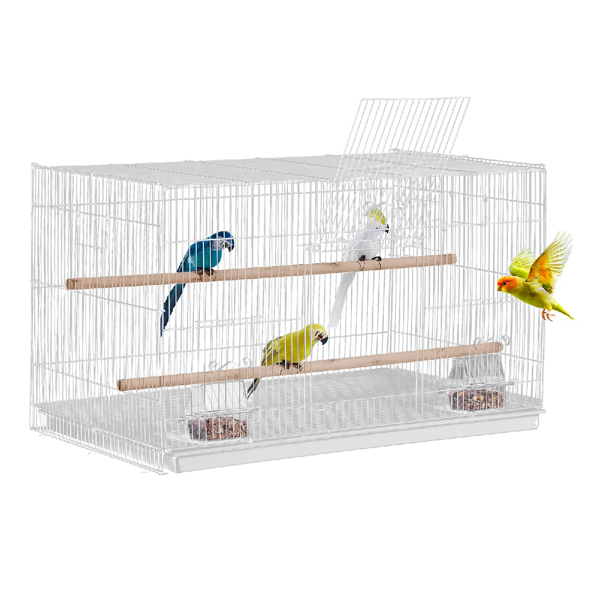 Comparer les prix de Cage Oiseau 760 x 460 x 455 mm, Petite Cage Oiseaux en Metal Robuste avec Perchoirs, Tasse deAlimentation, pour Oiseaux en Voyage, Perroquet, Canaris, Inseparables, Calopsittes, Perruches, Blanc