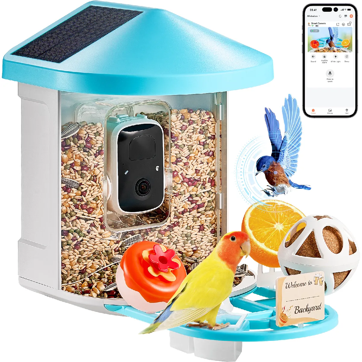 Meilleurs prix pour Mangeoire Oiseaux avec Camera Intelligente 2K HD AI Camera Identifie 10000 Especes deOiseaux, 2 Panneaux Solaires, Capture Auto, Notification Instantanee, pour Exterieur Amoureux des Oiseaux