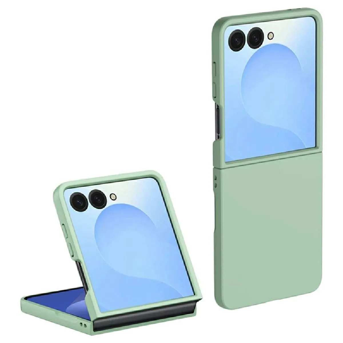 HTDMOBILES Coque pour Samsung Galaxy Z Flip 7 - housse etui rigide avant et arriere - VERT CLAIR