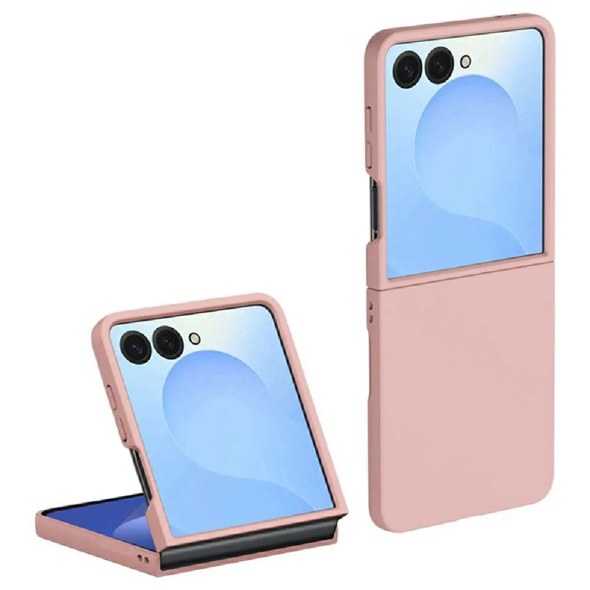 HTDMOBILES Coque pour Samsung Galaxy Z Flip 7 - housse etui rigide avant et arriere - ROSE CLAIR