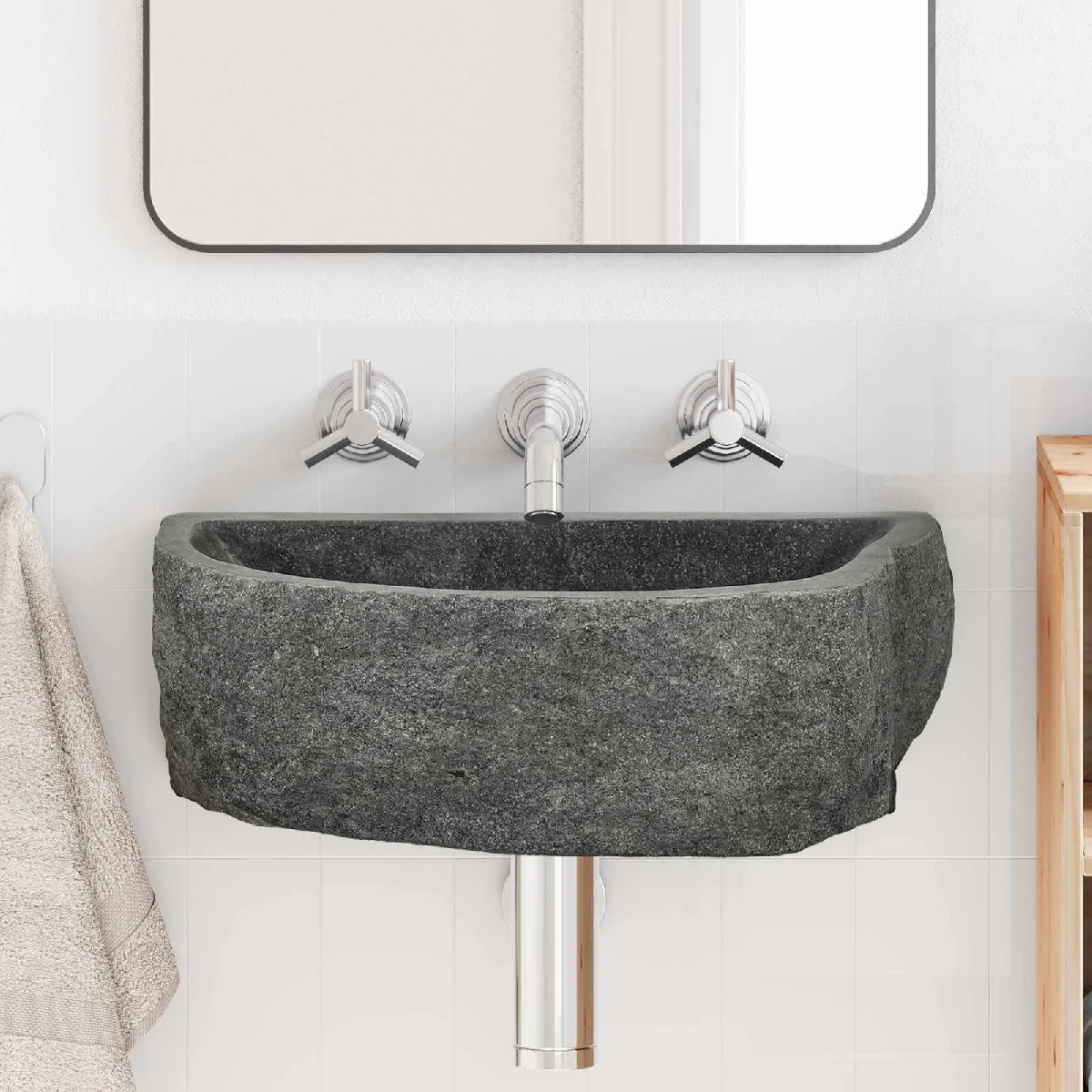 vidaXL Lavabo 38 45 x 30 35 x 15 cm Pierre de Rivière - vue 2