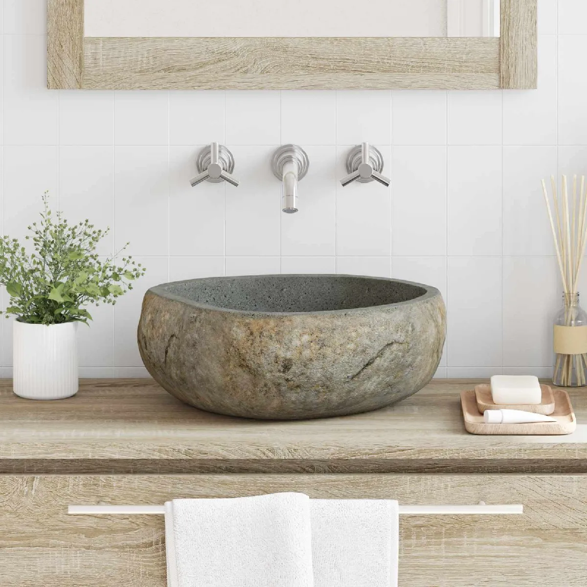 vidaXL Lavabo 38 45 x 30 35 x 15 cm Pierre de Rivière
