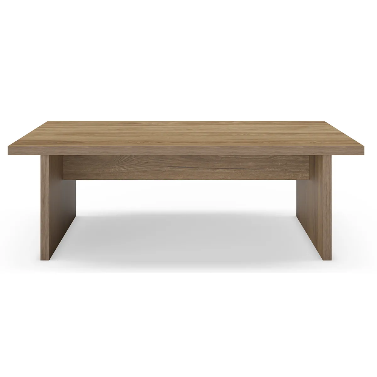 Table basse, table de salon rectangulaire aspect bois coloris chêne clair - Longueur 120 x Profondeur 70 x Hauteur 40 cm