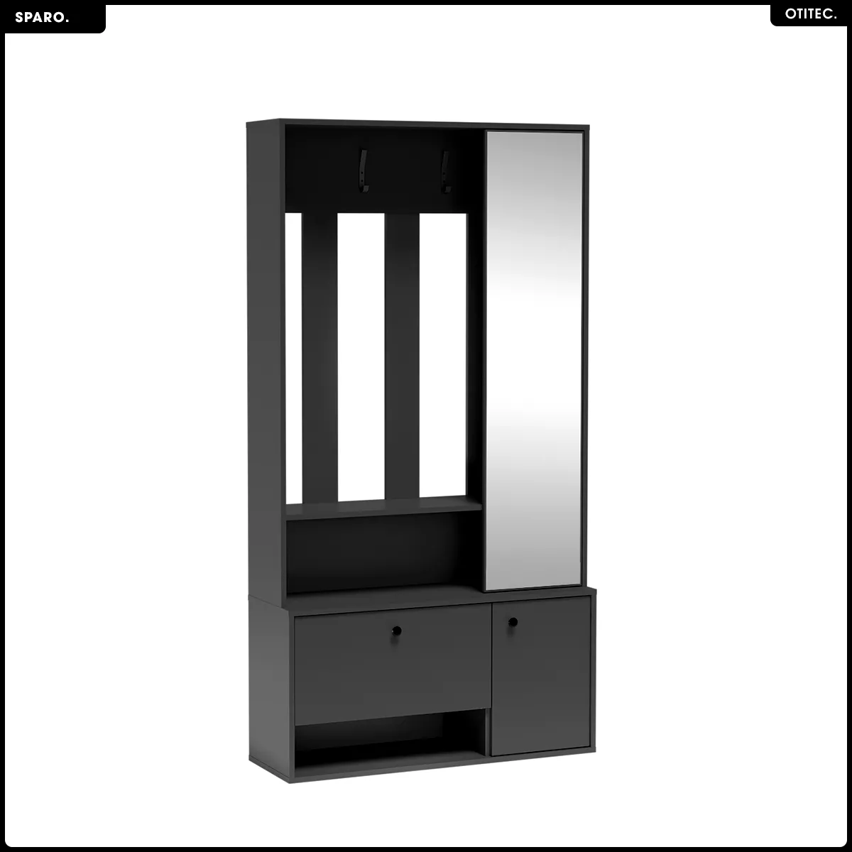 Otitec meuble d’entrée avec miroir - Graphite