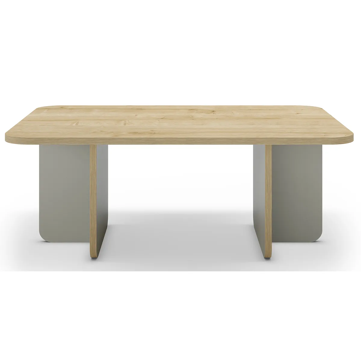 Comparer les prix de Table basse, table de salon rectangulaire aspect bois coloris chêne et pieds coloris vert - Longueur 100 x Profondeur 60 x Hauteur 42 cm