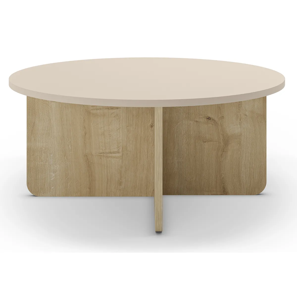 Comparer les prix de Table basse, table de salon ronde aspect bois coloris crème - diamètre 80 x Hauteur 38 cm