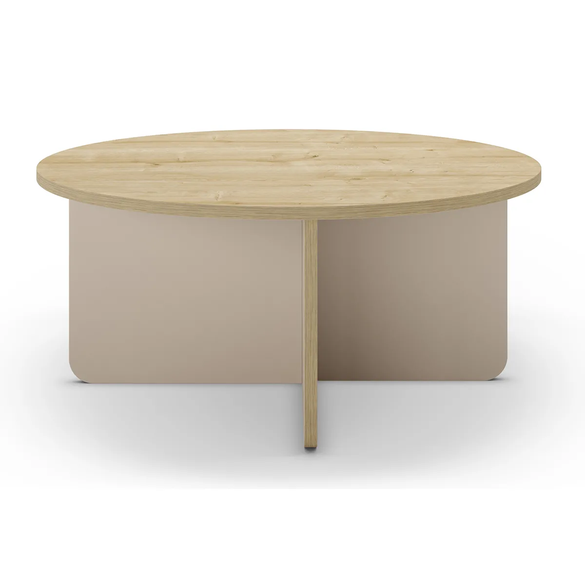 Comparer les prix de Table basse, table de salon ronde aspect bois coloris chêne, pieds coloris crème - diamètre 80 x Hauteur 38 cm