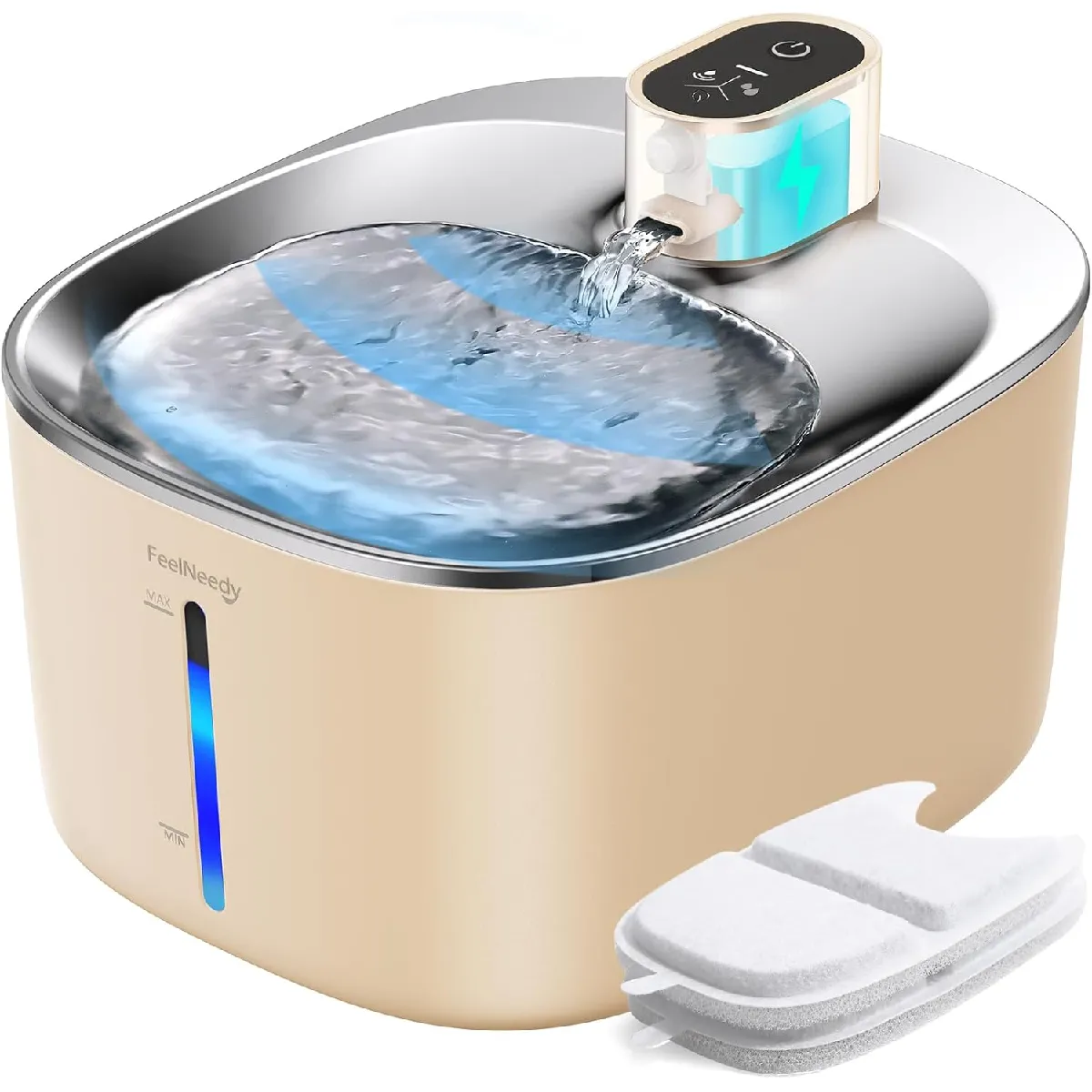 Meilleurs prix pour Fontaine a Eau de 4L pour Chat sans Fil avec Detecteur de Mouvement Kaki Foncé