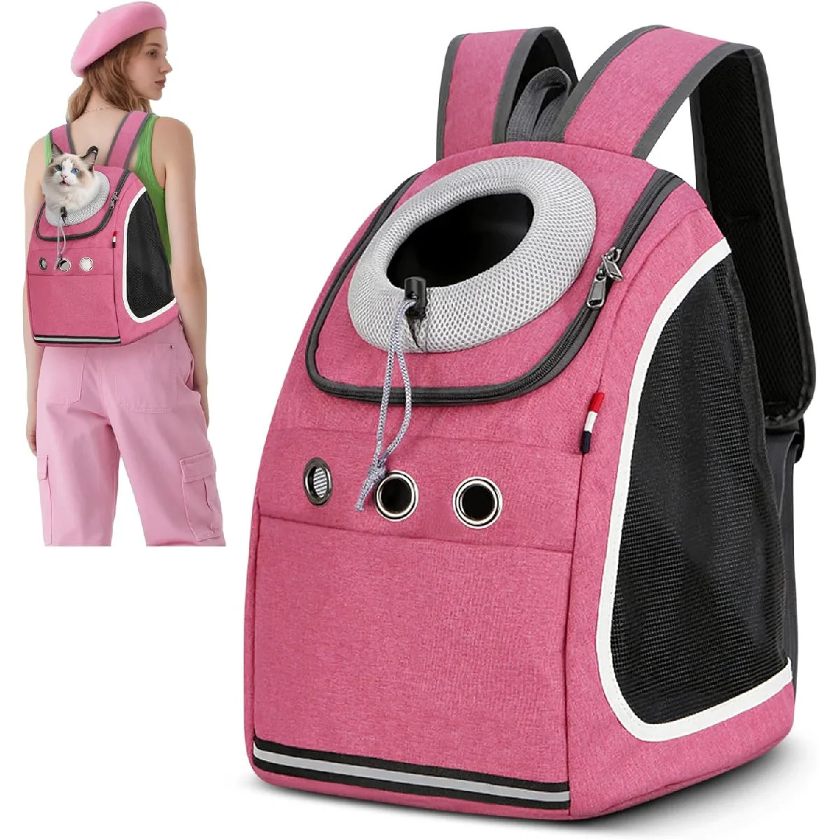 Comparer les prix de Sac à dos transport confortable et respirant pour animaux rose