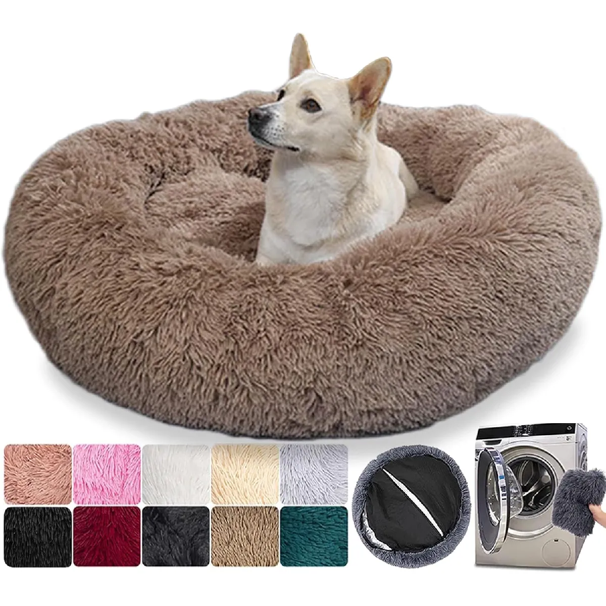 Comparer les prix de Panier Rond Chien Dehoussable 70 cm Marron