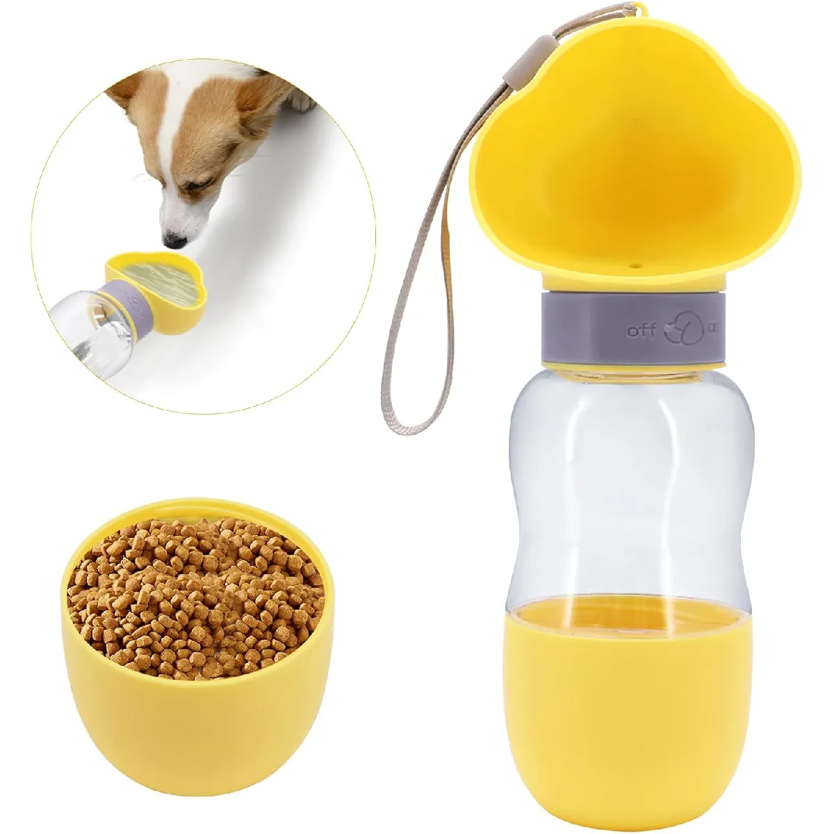 Meilleurs prix pour Bouteille d'eau portable pour chien avec récipient de nourriture