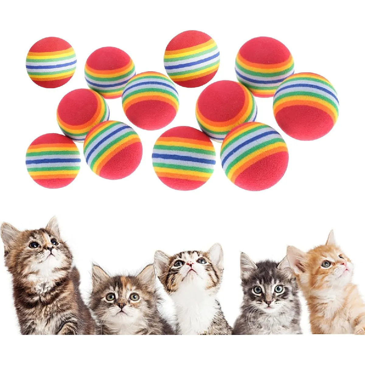 Comparer les prix de 12 Balles Jouets pour Chat Arc-en-Ciel
