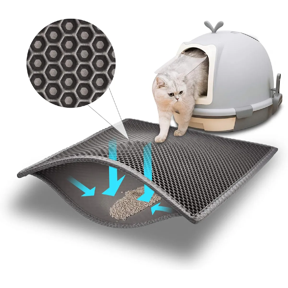 Meilleurs prix pour Tapis Litière Chat Bac à Litière pour Chats 61x38 cm Gris