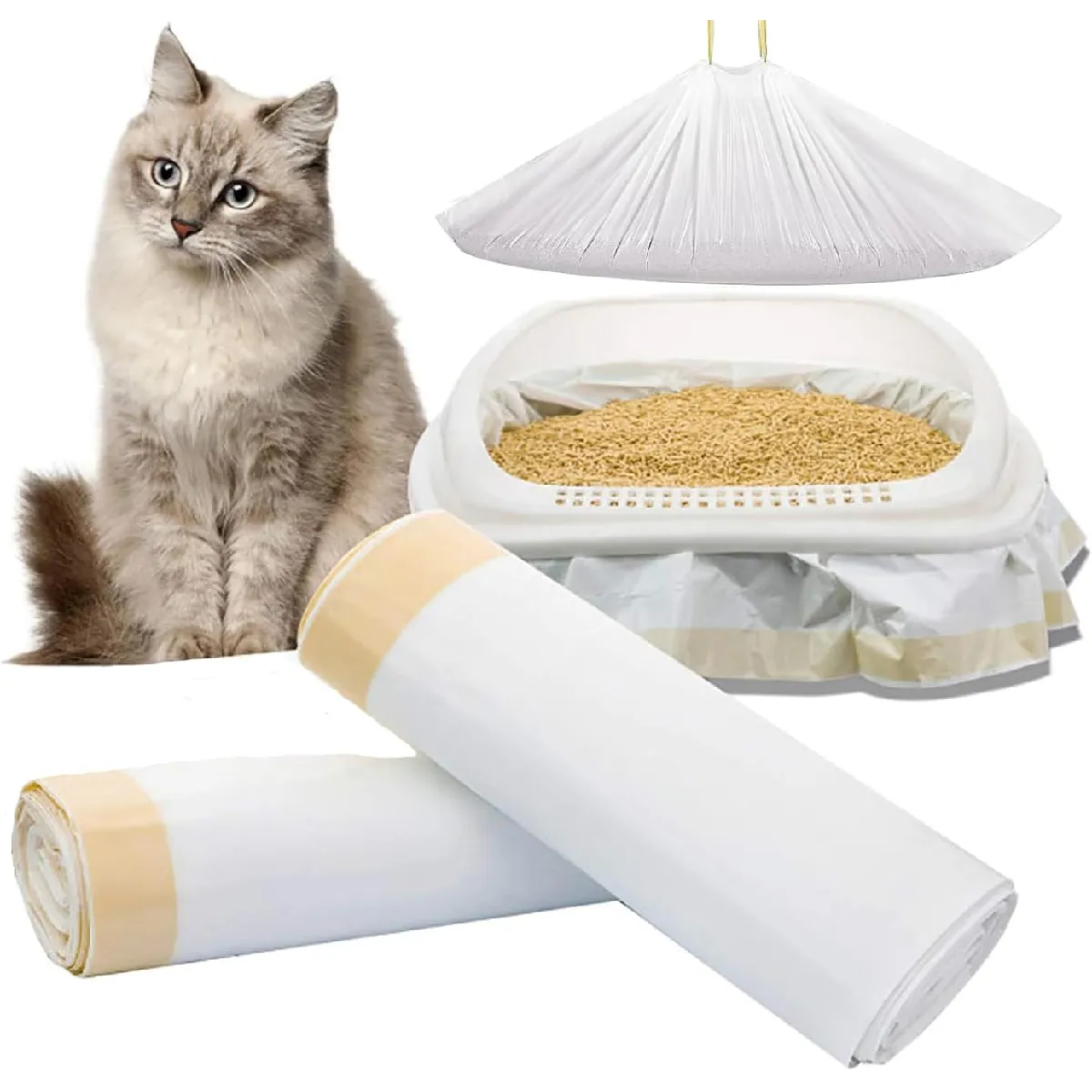 Meilleurs prix pour 14 Sacs à Litière Extra Épais pour Chat - 915x457 mm