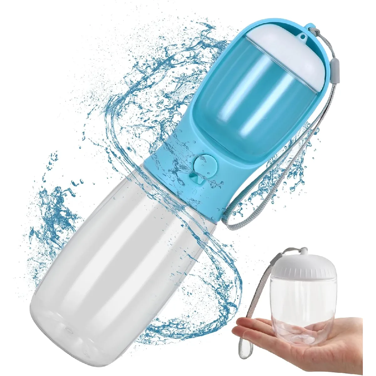 Meilleurs prix pour Bouteille d'eau de 550 ml pour Chien Gourde pour Chat avec 100g Récipient de Nourriture