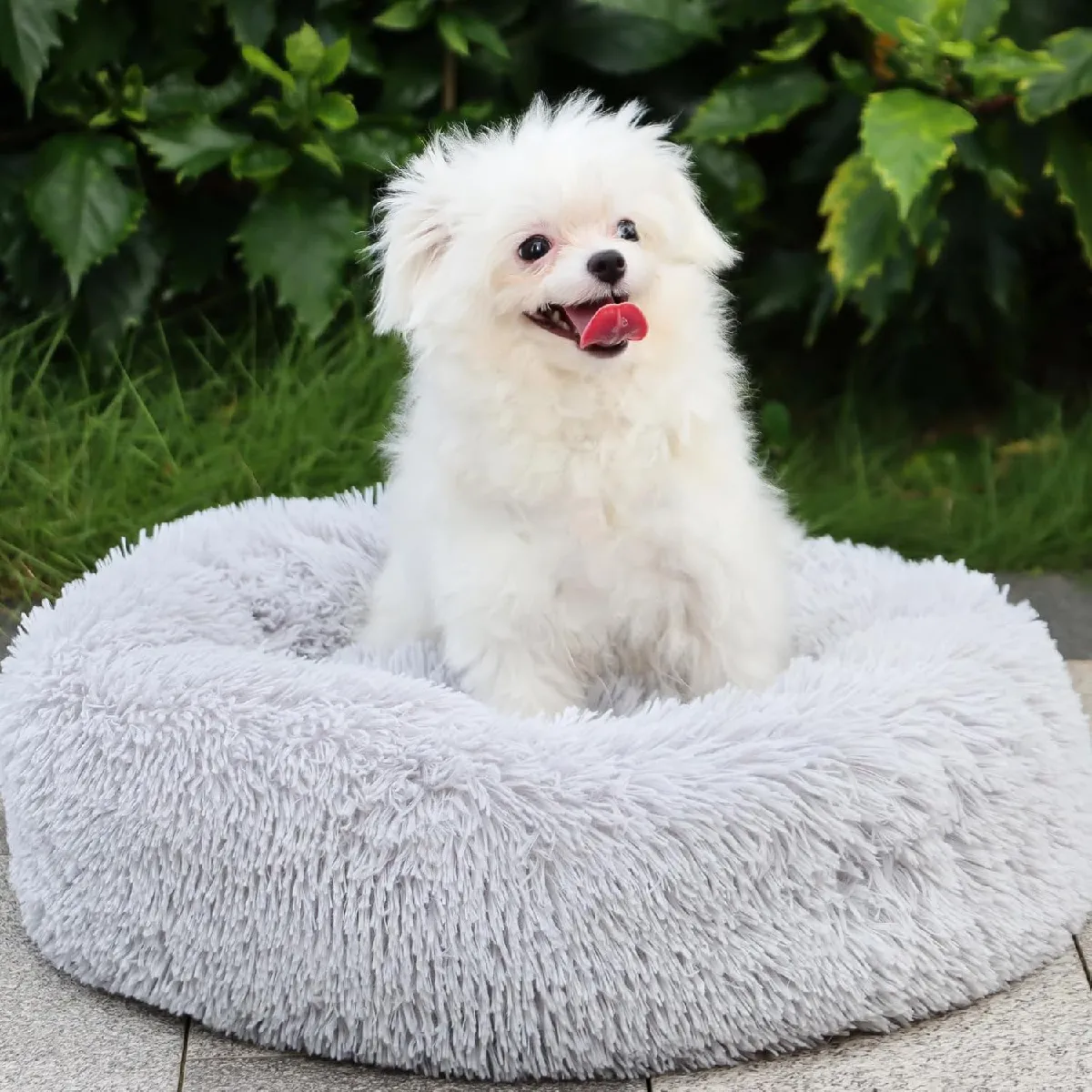 Comparer les prix de Coussin Chien Rond et Moelleux 70 cm gris clair