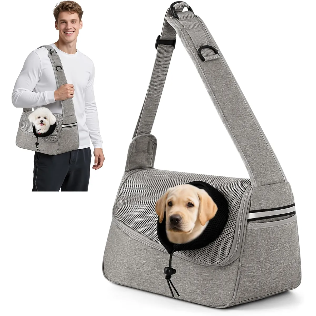 Meilleurs prix pour Sac de transport ajustable à bandoulière pour animaux gris