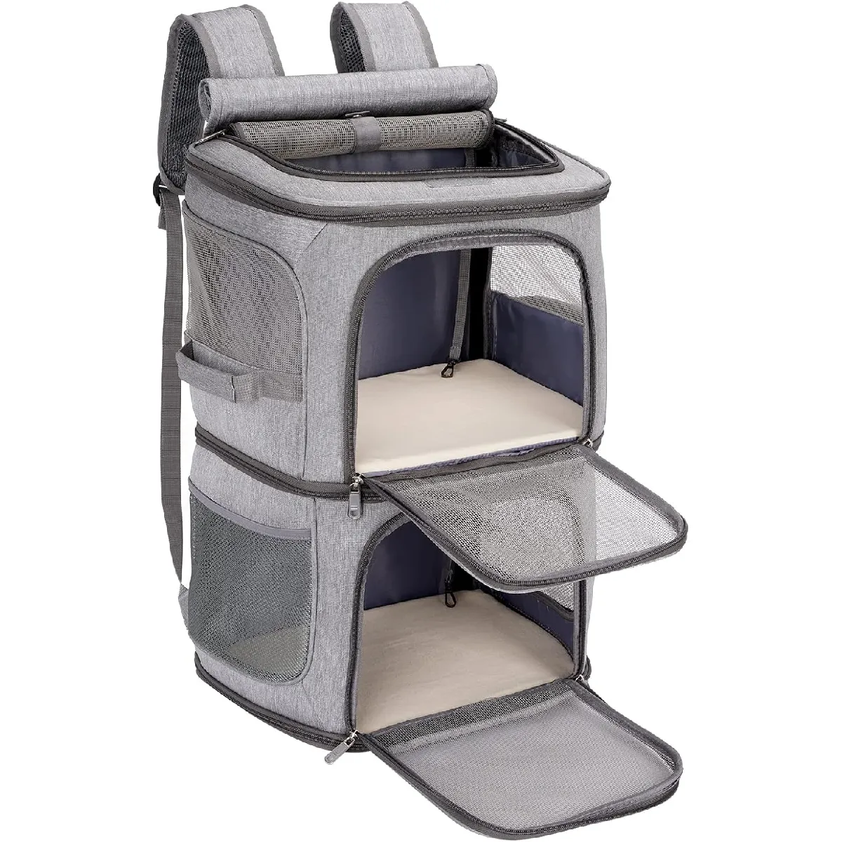 Comparer les prix de Transport portable respirant amovible pour animaux gris