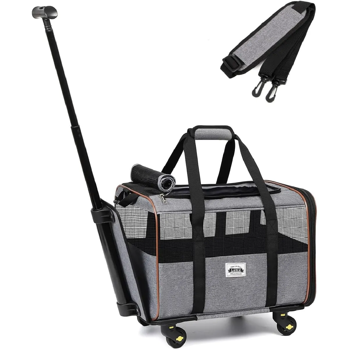 Comparer les prix de Chariot de transport animal à roulettes et bandoulière ajustable