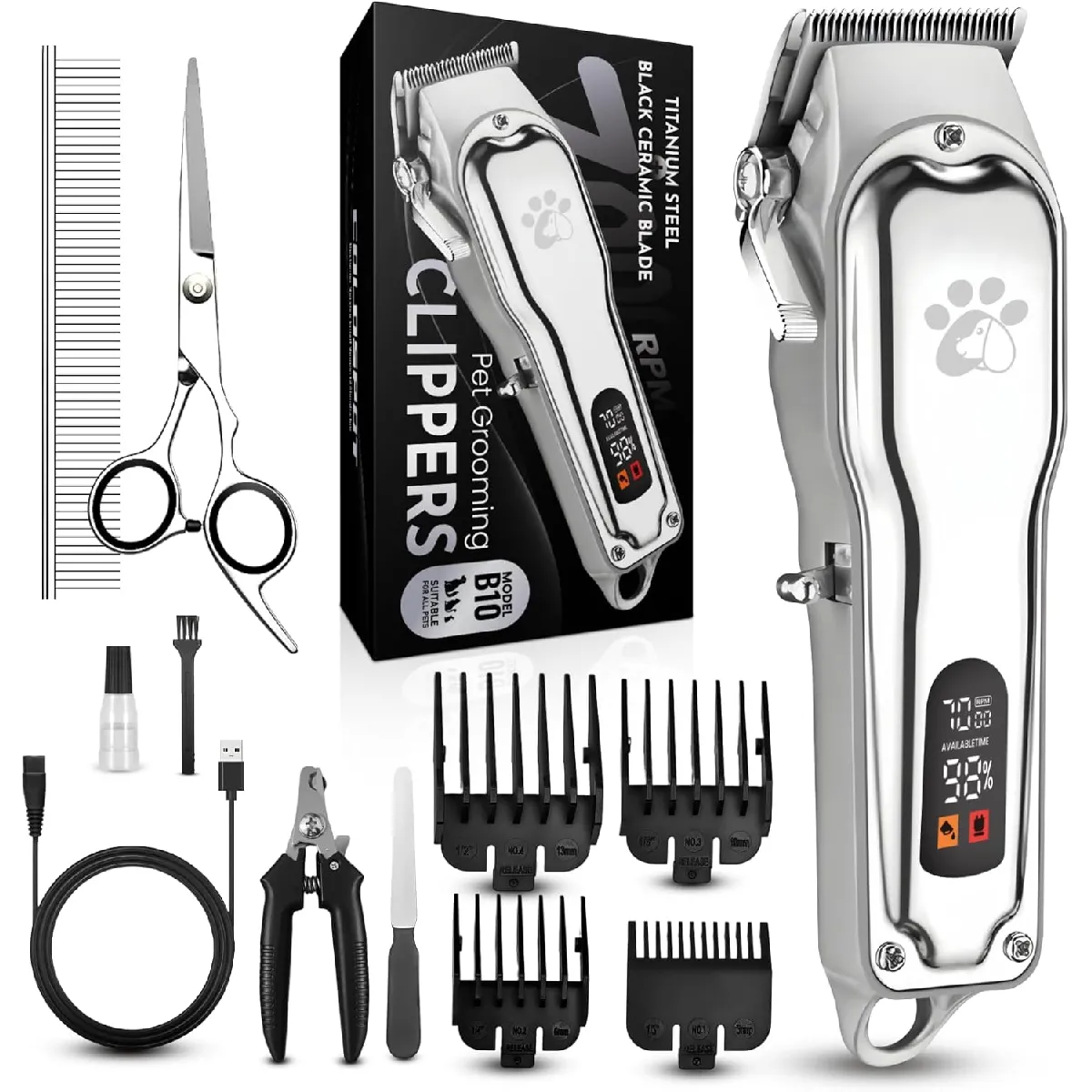 Comparer les prix de Tondeuse Chien Pro Métal 10W, Lame Titane Céramique