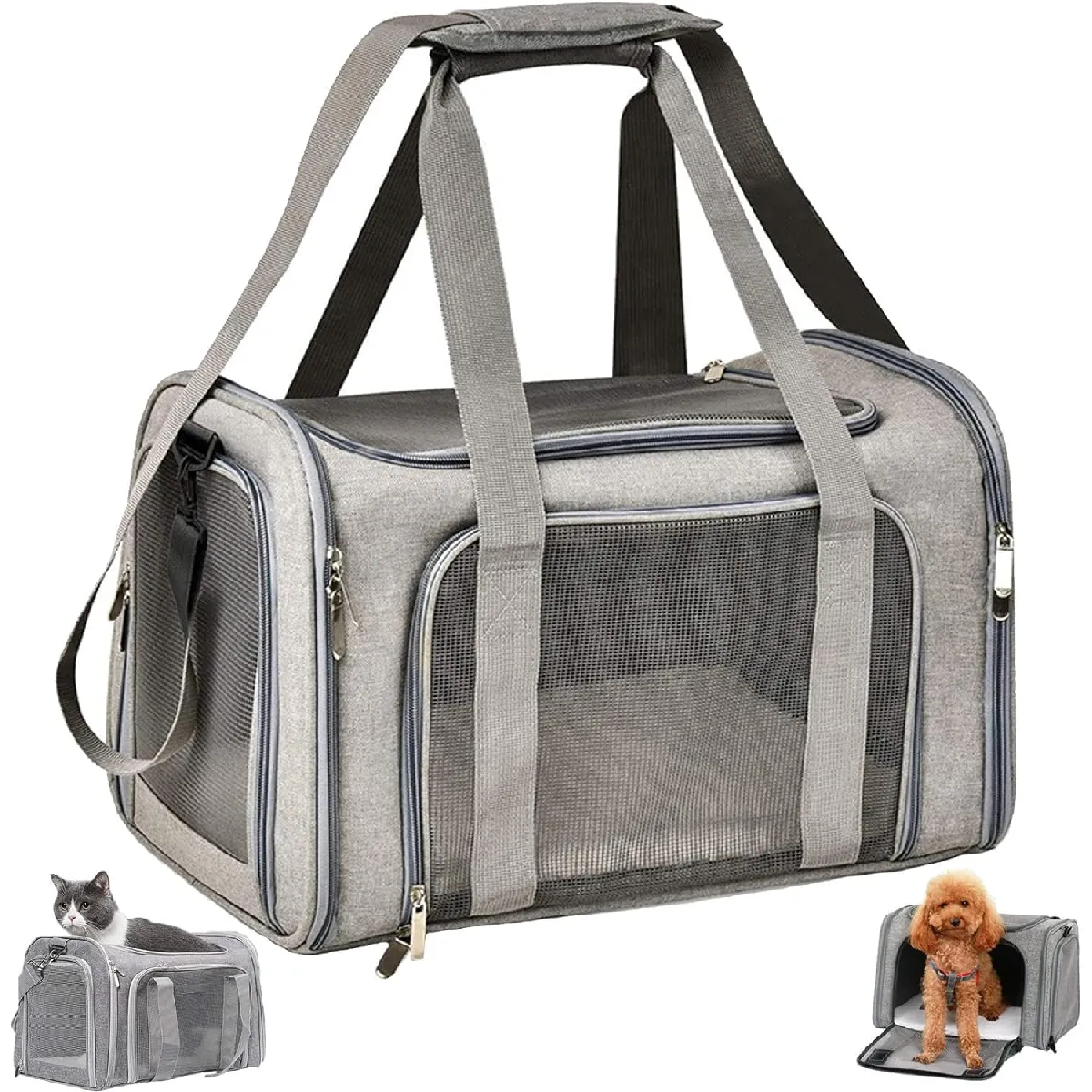Comparer les prix de Sac de transport confortable et respirant pour petits animaux gris L