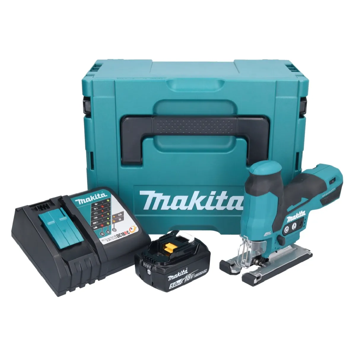 Makita DJV 185 RT1J Scie sauteuse pendulaire sans fil 18 V Brushless + 1x batterie 5 0 Ah + chargeur + Makpac