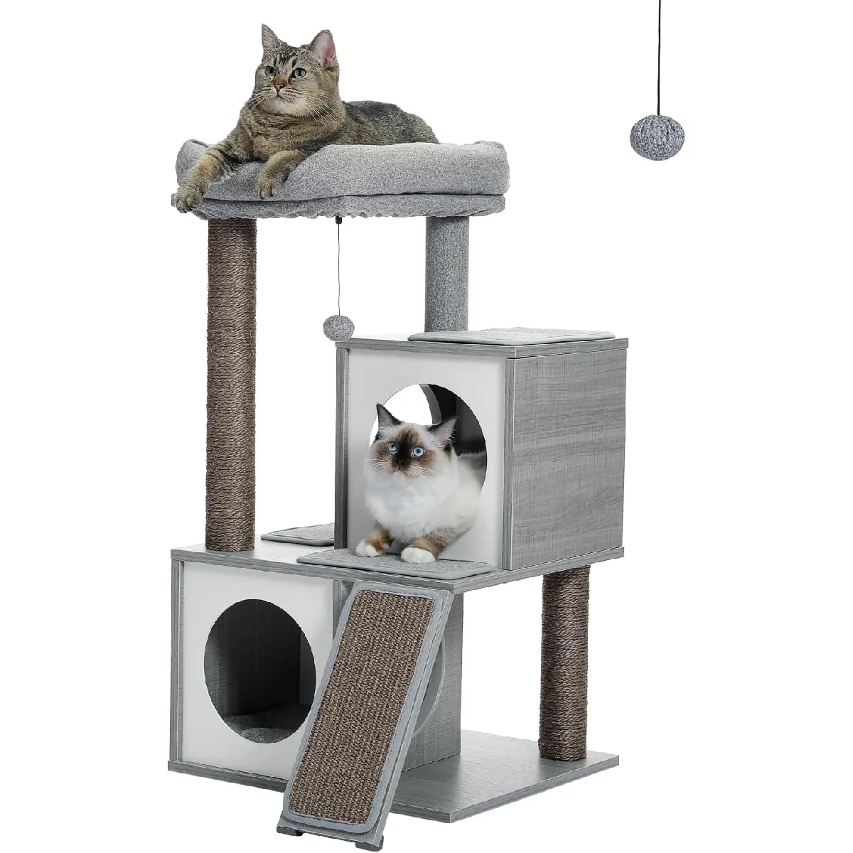Meilleurs prix pour Tour de Jeux pour Chats avec Double Condos Douillets 89 cm gris