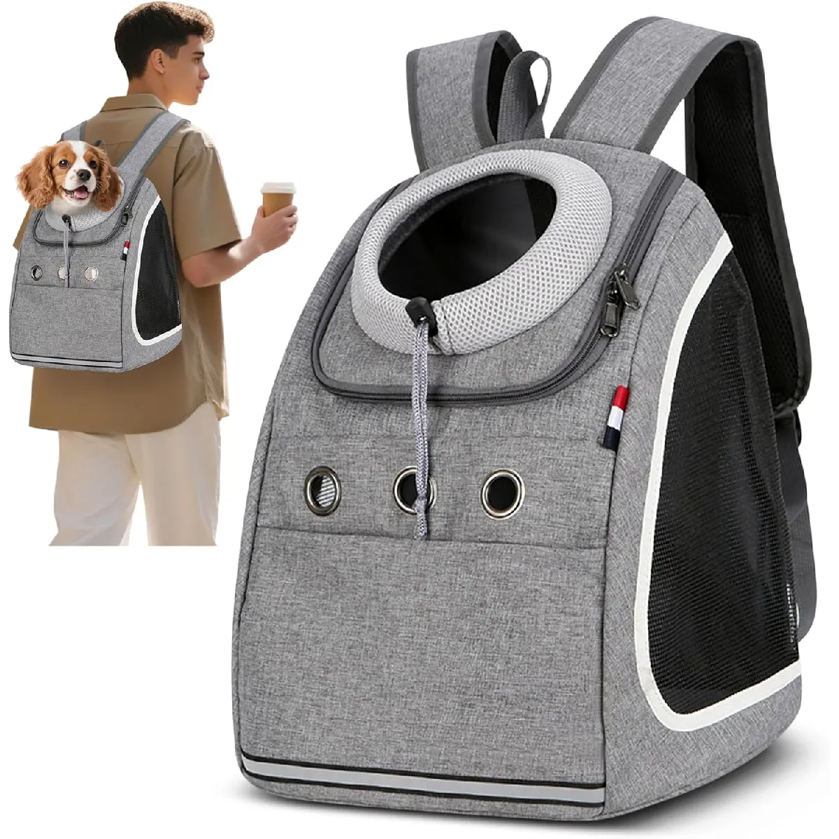 Comparer les prix de Sac à dos transport confortable et respirant pour animaux gris clair