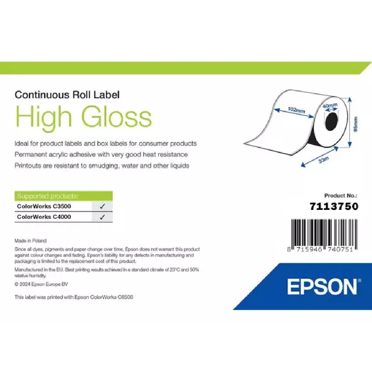 Epson High Gloss Label Imprimante d'étiquette adhésive - vue 3