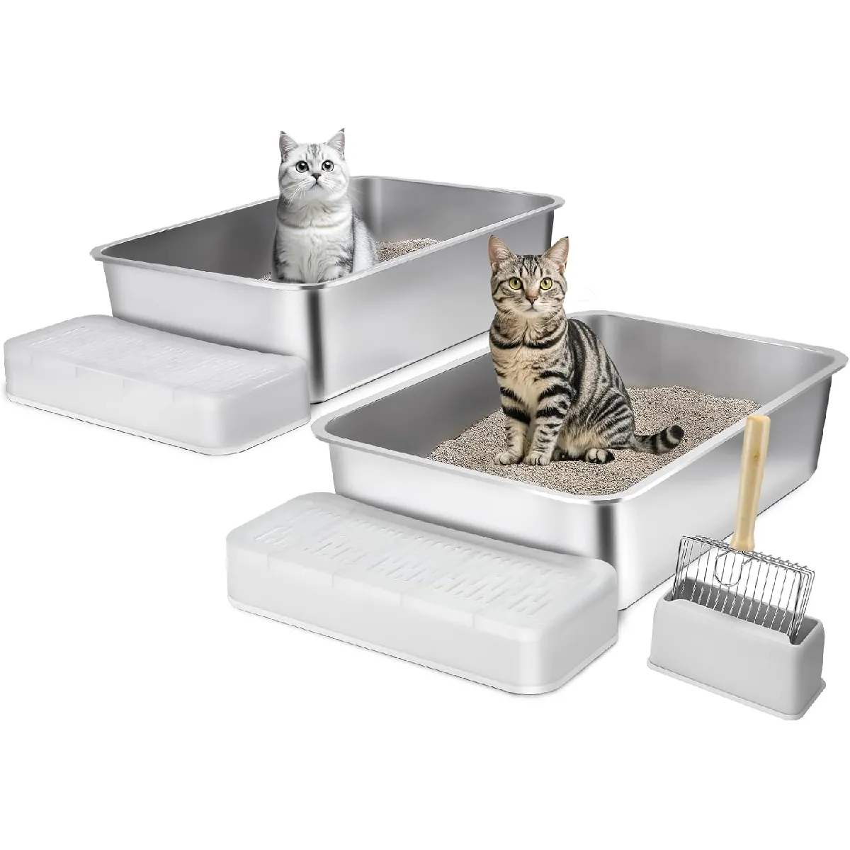 Comparer les prix de Lot de 2 Bac à Litière pour Chat