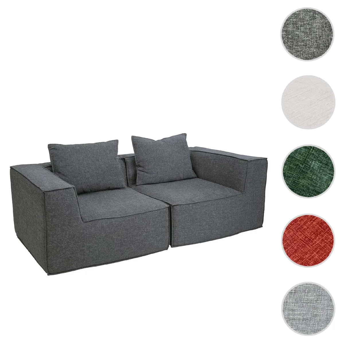 Canapé 2 places/Accessoires pour canapé HWC-O54 2 places 63x194x97cm gris foncé