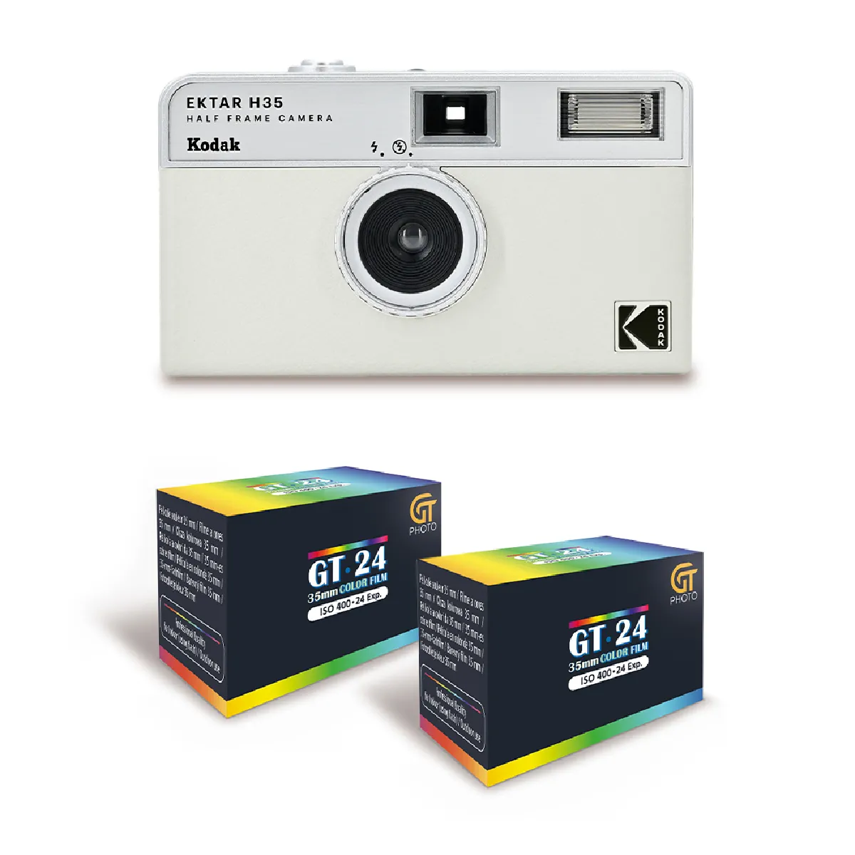 KODAK EKTAR H35 Caméra Vidéo Demi Format 35mm Réutilisable Sans Mise au Point Légère Facile à Utiliser cassé + 2 Pellicules 35mm Couleur 24 Expositionss Neuf