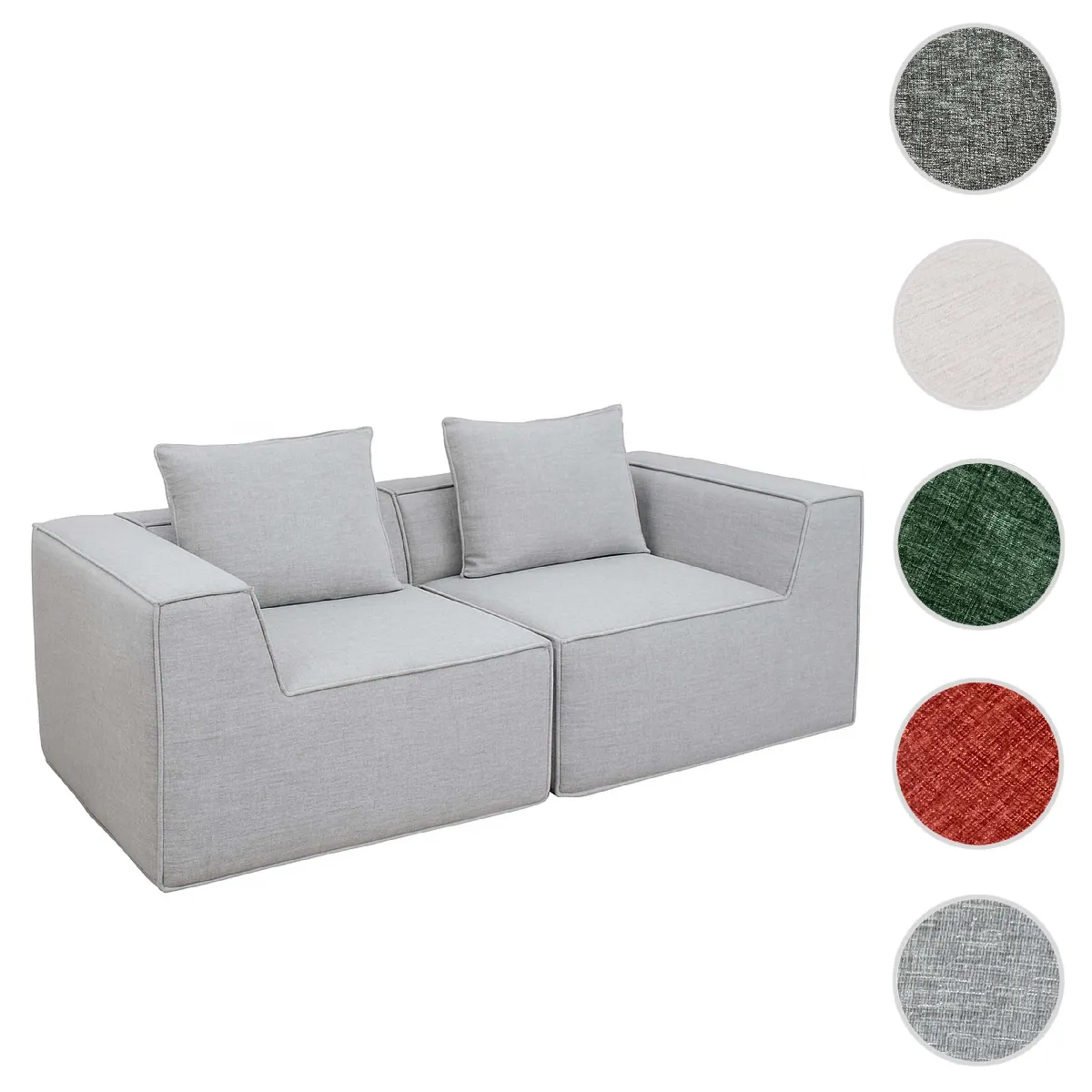 Canapé 2 places/Accessoires pour canapé HWC-O54 2 places 63x194x97cm gris clair