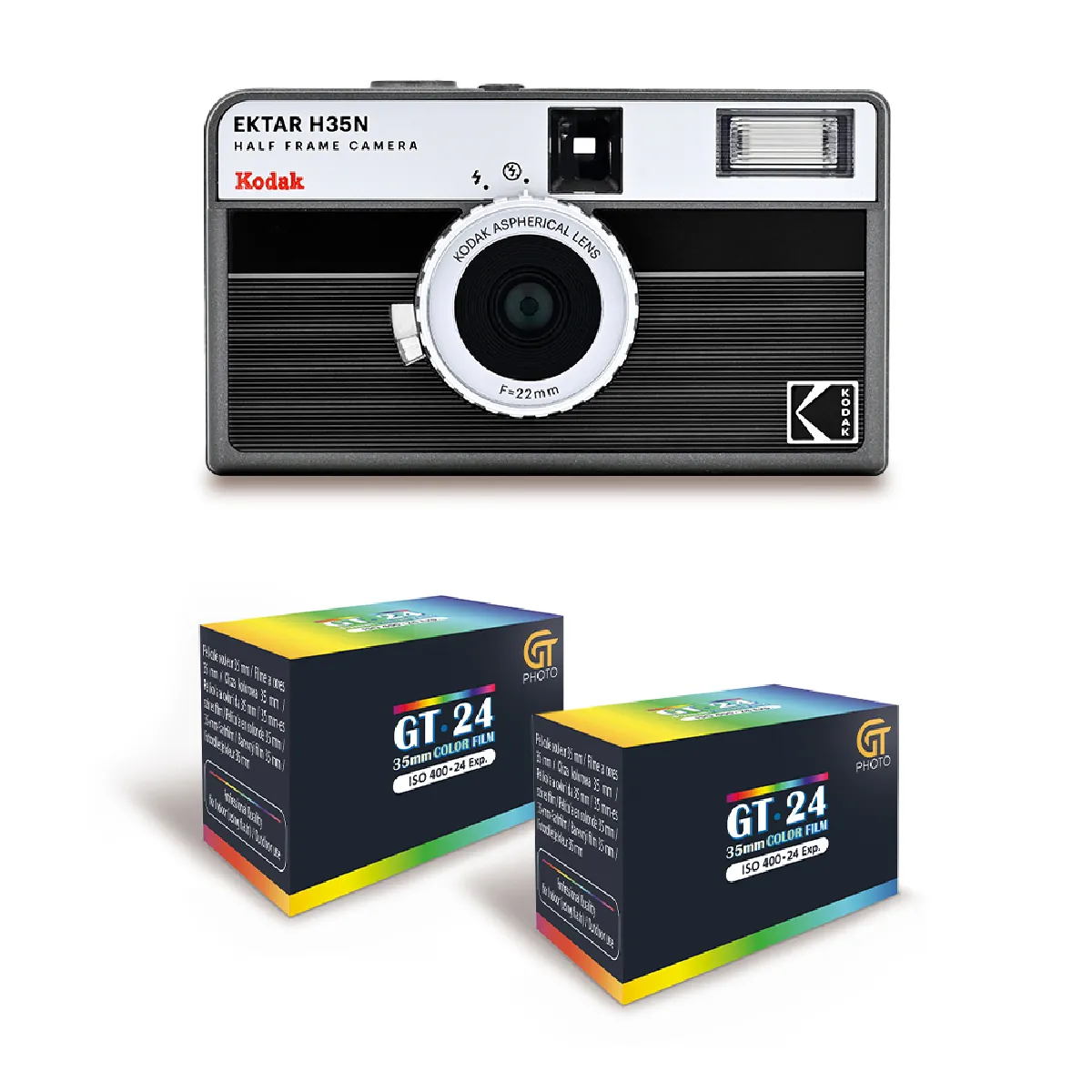 KODAK EKTAR H35N Caméra Film Demi Format 35mm Réutilisable Sans Mise au Point Légère Facile à Utiliser Rayé + 2 Pellicules 35mm Couleur 24 Expositions Neuf - vue 1