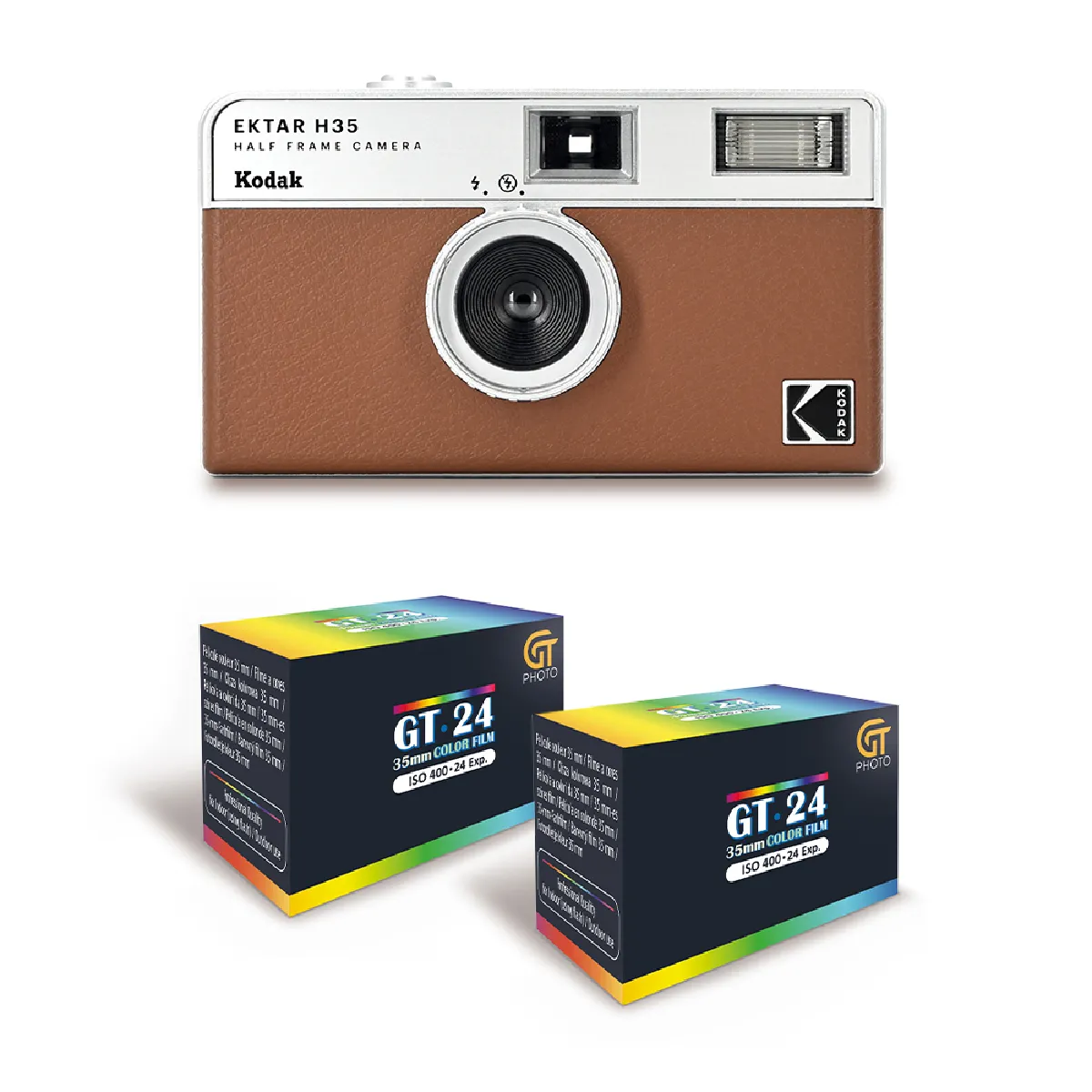 KODAK EKTAR H35 Caméra Vidéo Demi Format 35mm Réutilisable Sans Mise au Point Légère Facile à Utiliser + 2 Pellicules 35mm Couleur 24 Expositions Neuf