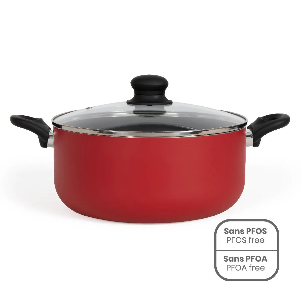 Livoo Rouge Faitout Aluminium Avec Couvercle - 28 Cm