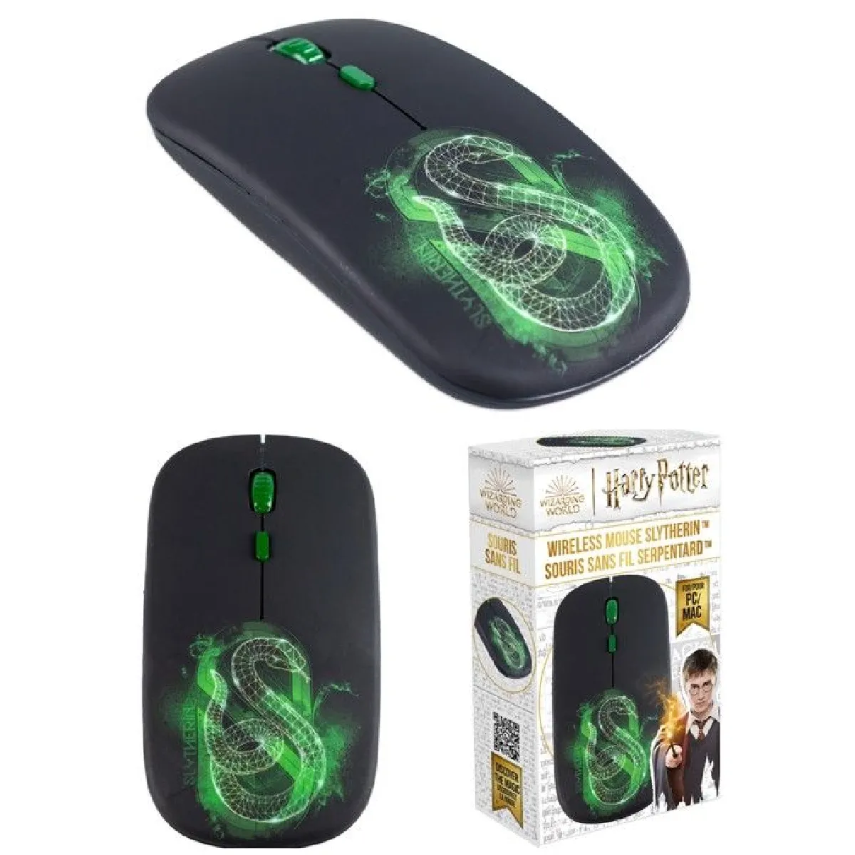 Souris Sans Fil - - Harry Potter Serpentard - Bluetooth - 800-1600 DPI - 10 m&egrave;tres