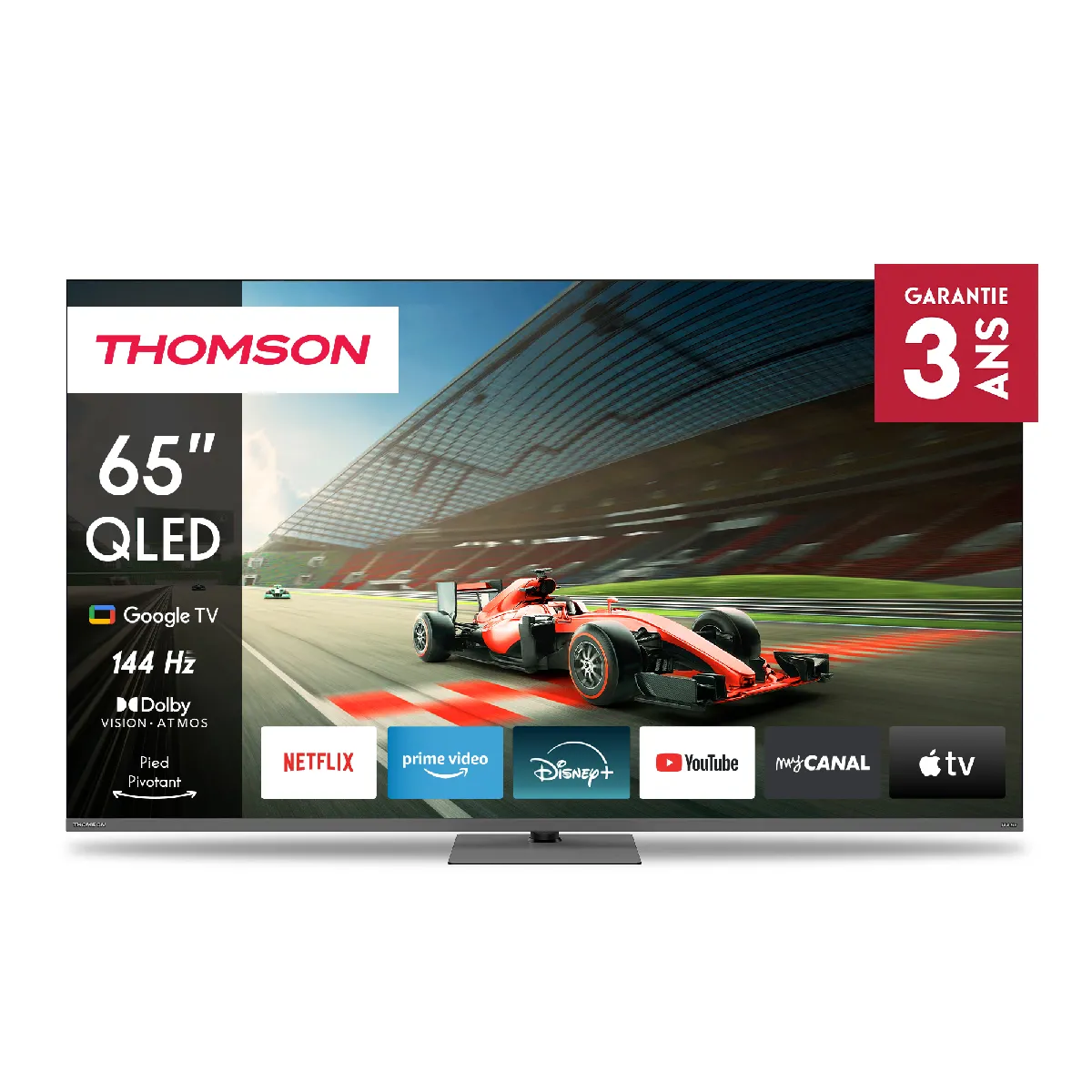 65” 165 Cm Qled 4k Uhd Google TV Pro Google Assistant 144 Hz Pied Pivotant