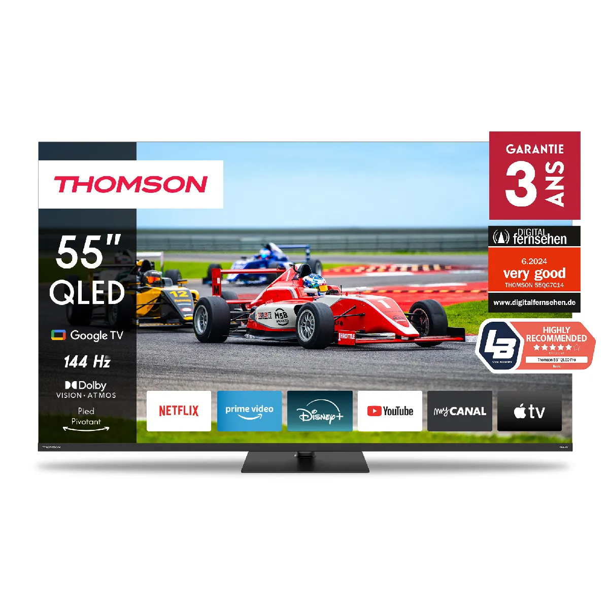 Google TV 55 QLED Pro avec pied central rotatif 144Hz 140cm 2024 - vue 6