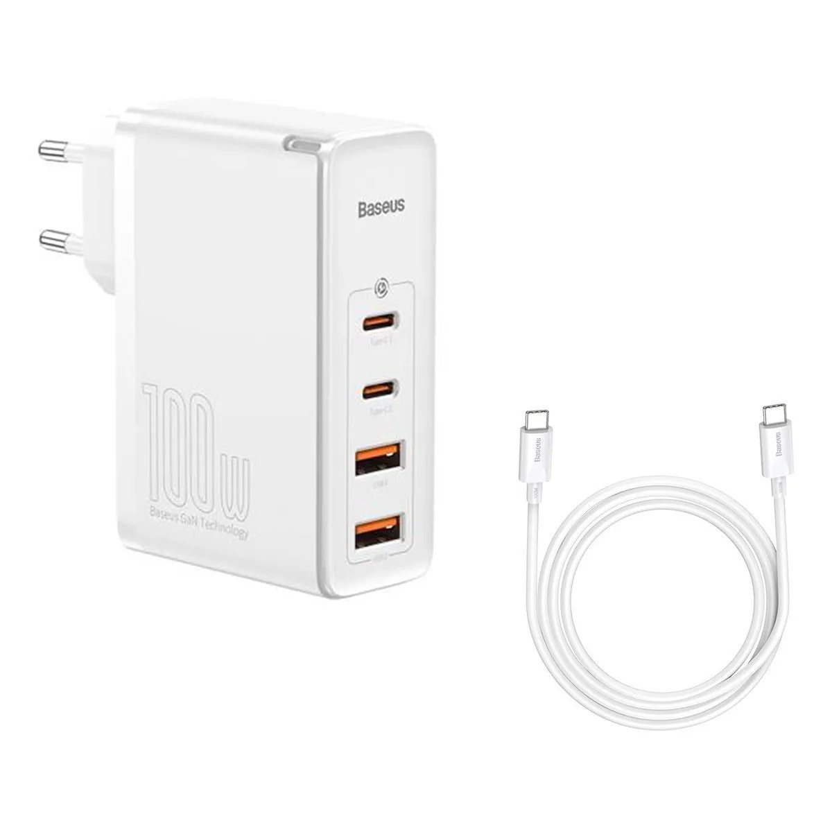 Baseus Blanc Chargeur Usb-C Gan2 Pro Chargeur Rapide 100W 4Xusb - Neuf - Image 3