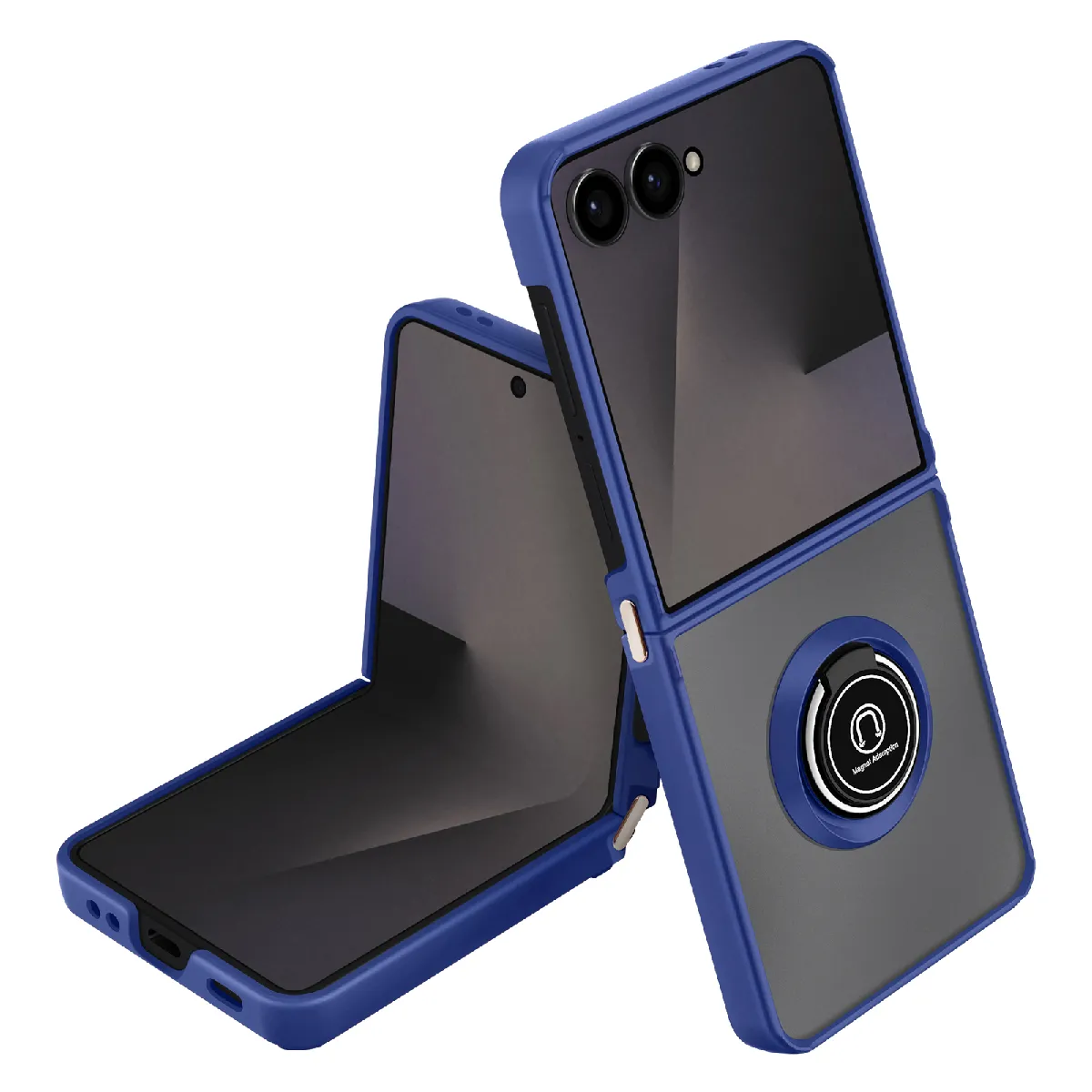 Coque pour Samsung Galaxy Z Flip 7 Pliable avec Bague Magn&eacute;tique Bleu