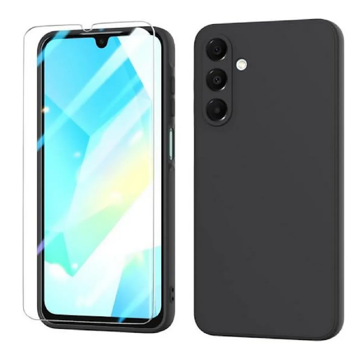 Coque pour Samsung Galaxy A17 5G - housse etui silicone gel fine + verre trempe - NOIR -