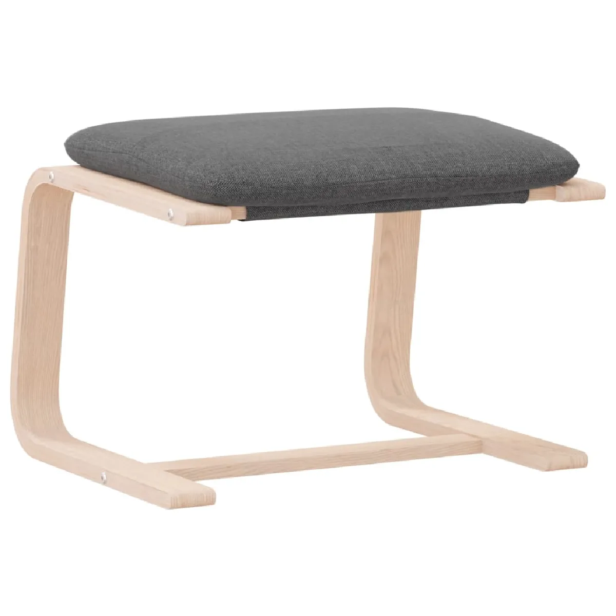 Repose-pieds tabouret 51 x 41 x 40 cm cadre en bois de bouleau et tissu gris DEC030298