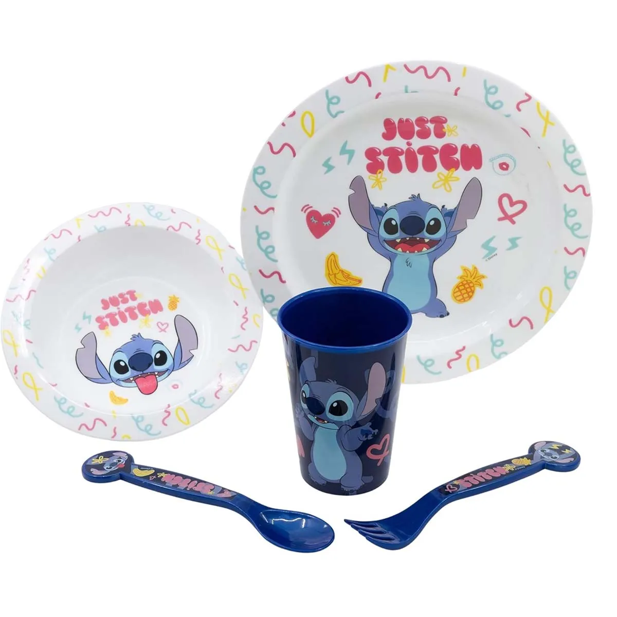 Non Communiqué Blanc Set 5 Pièces Vaisselle Stitch Pour Enfant Micro-Ondable Collection Palms Disney - Image 3