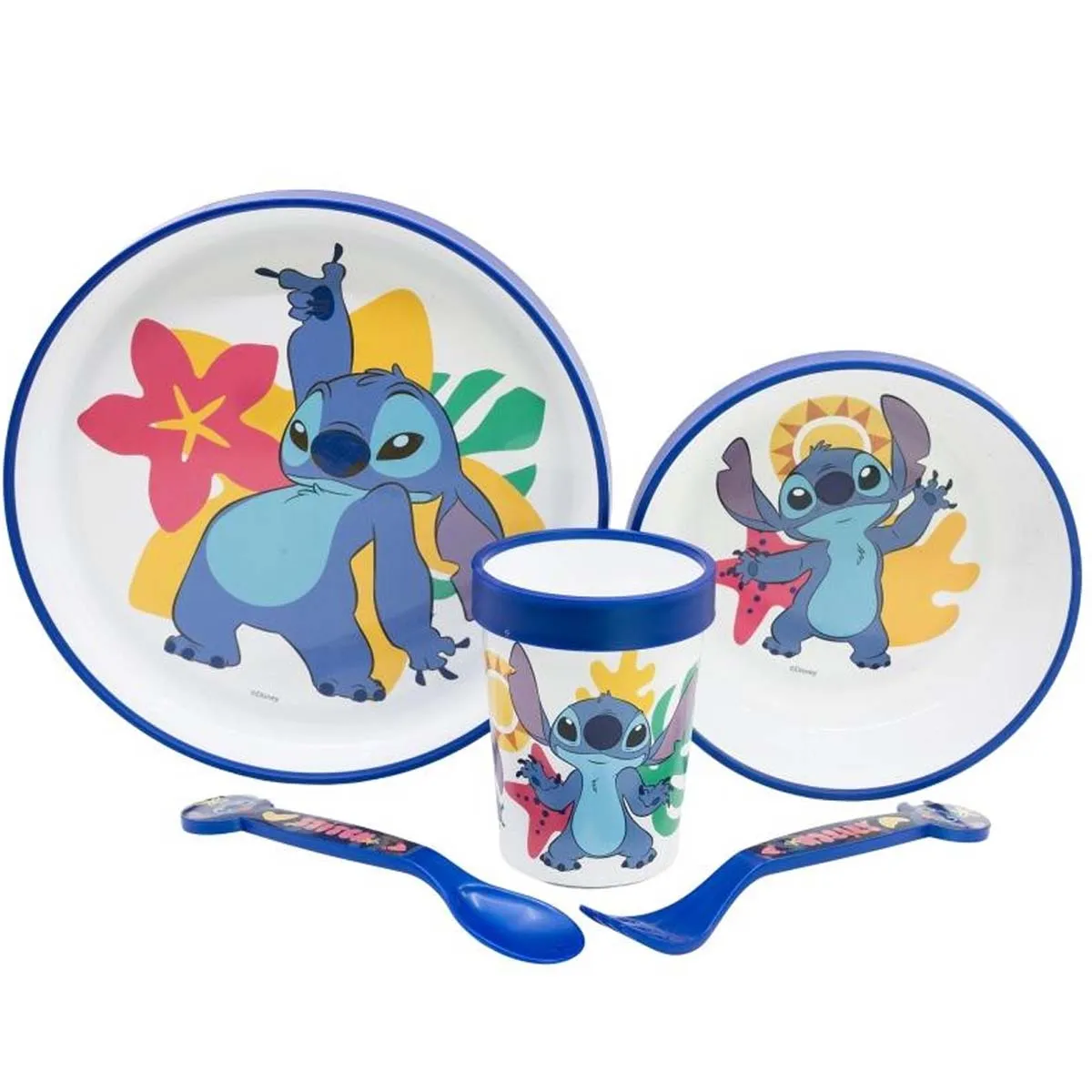 Disney Set 5 Pièces Vaisselle Stitch Pour Enfant Antidérapants Et Micro-Ondables