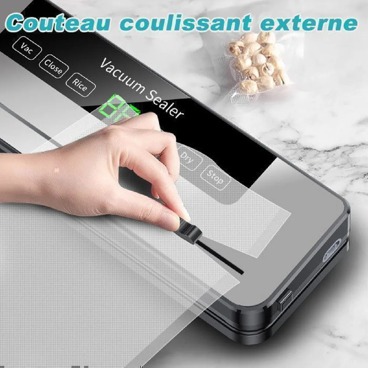 Machine Sous Vide Alimentaire Avec 10 Sacs Réutilisables - Scelleur Portable USB-C